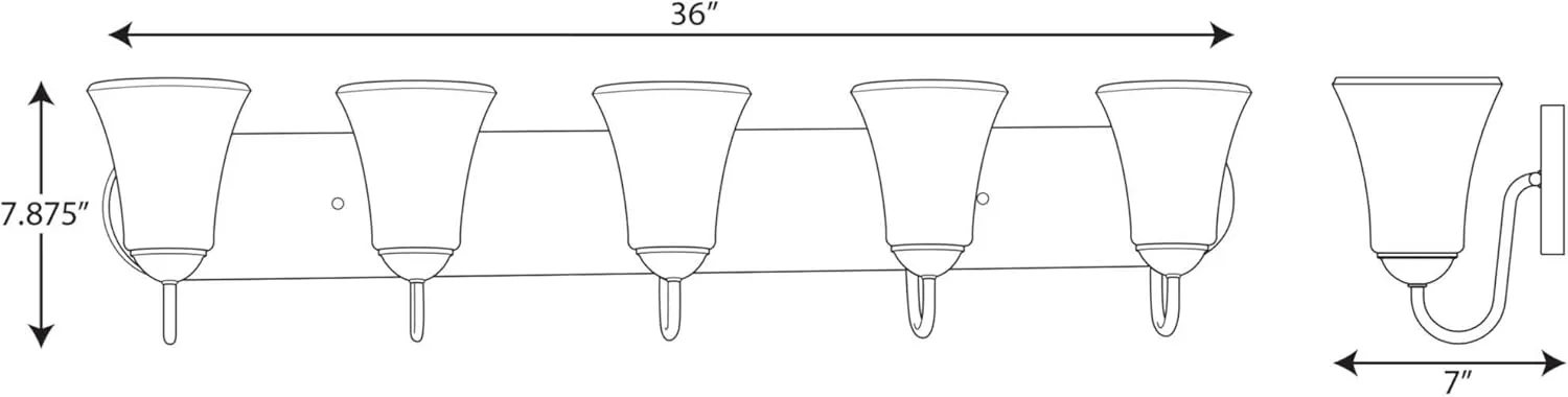 Progress Lighting Classic Collection 5-Light Etched Glass Traditional Bath Vanity Light Brushed Nickel