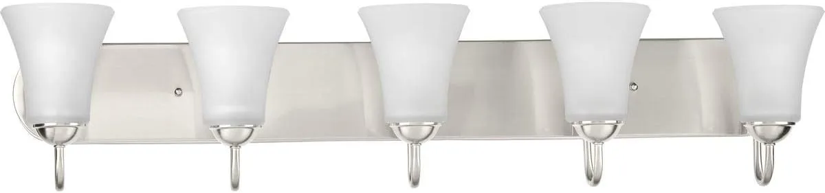 Progress Lighting Classic Collection 5-Light Etched Glass Traditional Bath Vanity Light Brushed Nickel