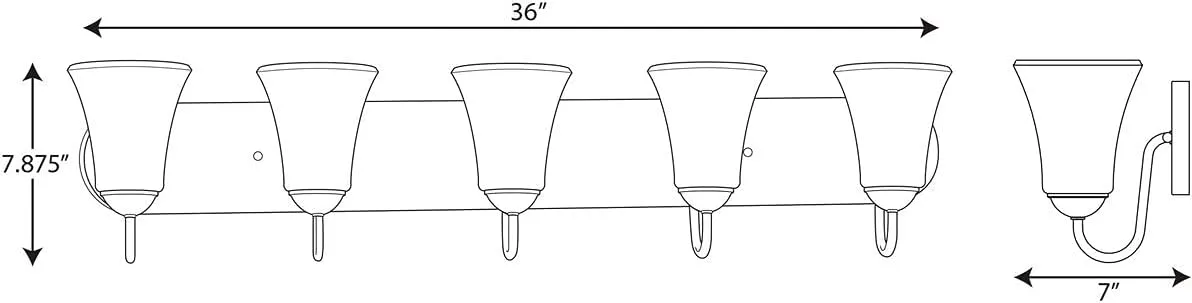 Progress Lighting Classic Collection 5-Light Etched Glass Traditional Bath Vanity Light Brushed Nickel