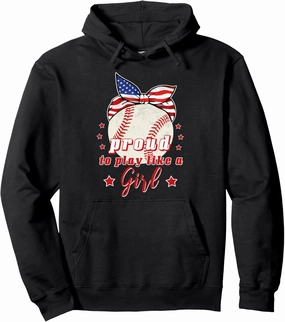 Proud to Play Like A Girl Baseball Girl Pullover Hoodie