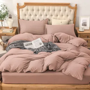 PURE ERA Jersey Knit Duvet Cover Set 100% T-Shirt Cotton Super Soft Comfy 3pc Bedding Set with Zipper Closure (New Petal Pink, King)