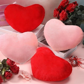 Queekay 4 Pcs Valentine‘s Day Heart Pillow Cute Plush Cushion Toy Valentine Throw Heart Shaped Pillow Decorative Stuffed Plush Toy for Friends Bed Chair Sofa Cars(Red, Pink)