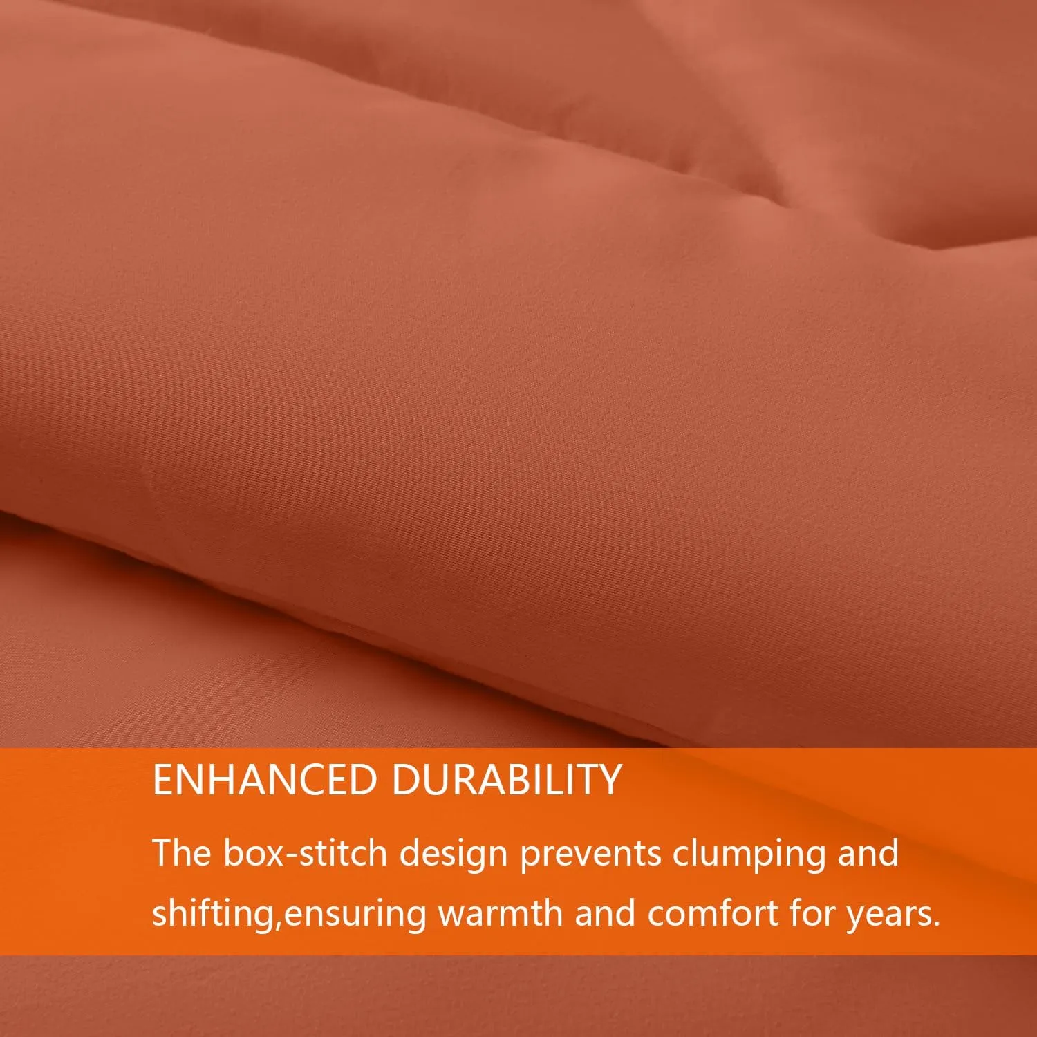 Queen Comforter Set Burnt Orange, 3 Pieces Lightweight All Season Solid Bedding Comforters Sets, Down Alternative Comforter Bed Set Quilt Blanket, (90x90In Comforter & 2 Pillowcases)
