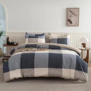 Queen Comforter Set Plaid 3 Pieces Soft Cute Plaid Bedding Comforter Lightweight Check Geometric Style Geometric Comforter Set for All Seasons 1 Comforter and 2 Pillowcases