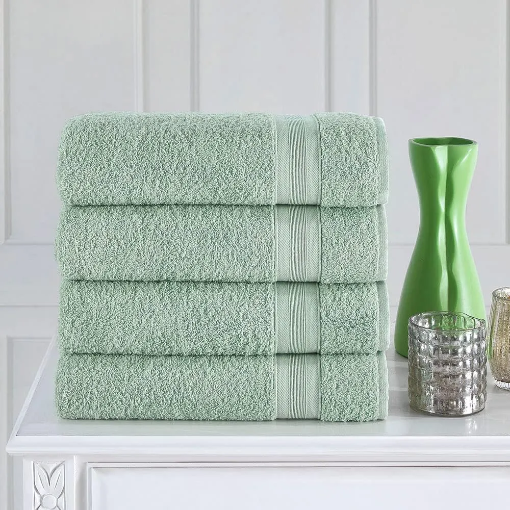 Quick-Dry, Soft & High Absorbent Bath Towels 27"x54" Cotton Turkish Bath Towel Set of 4 | Daily Use 100% Cotton Towels for Bathroom, Gym & More | Bathroom Towels Set (4 Pcs, Green)