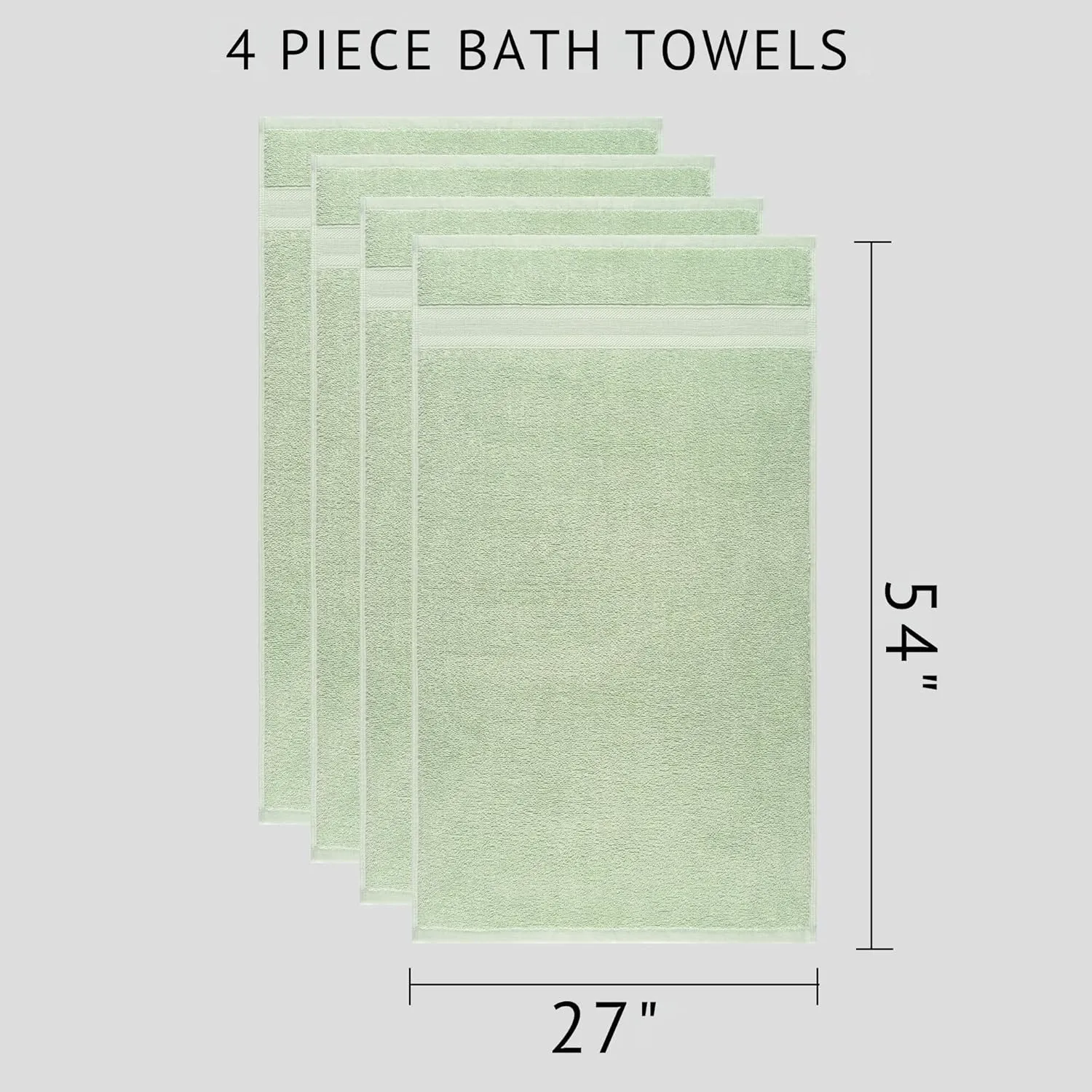 Quick-Dry, Soft & High Absorbent Bath Towels 27"x54" Cotton Turkish Bath Towel Set of 4 | Daily Use 100% Cotton Towels for Bathroom, Gym & More | Bathroom Towels Set (4 Pcs, Green)