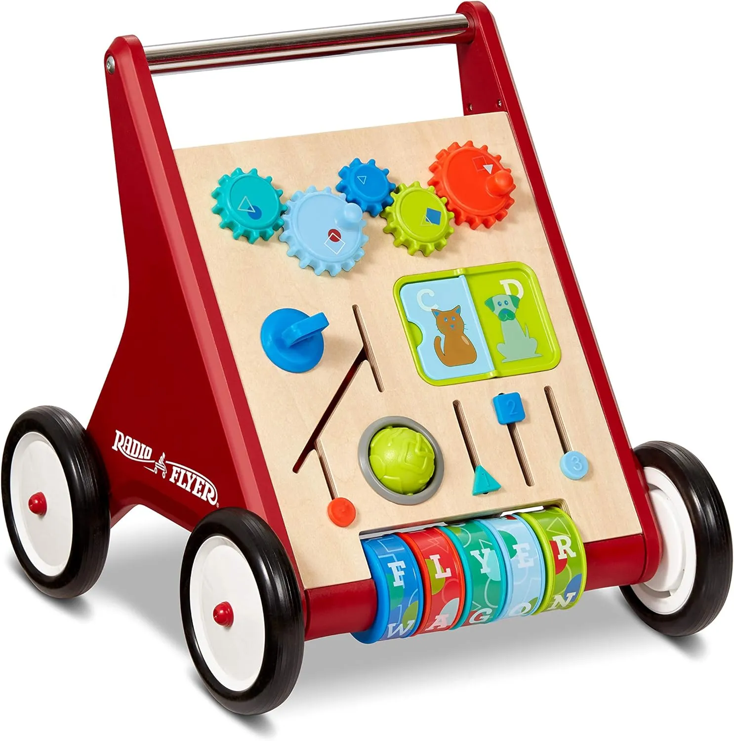 Radio Flyer Classic Push & Play, Toddler Walker with Activity Play, Ages 1-4, Red Walker Toy