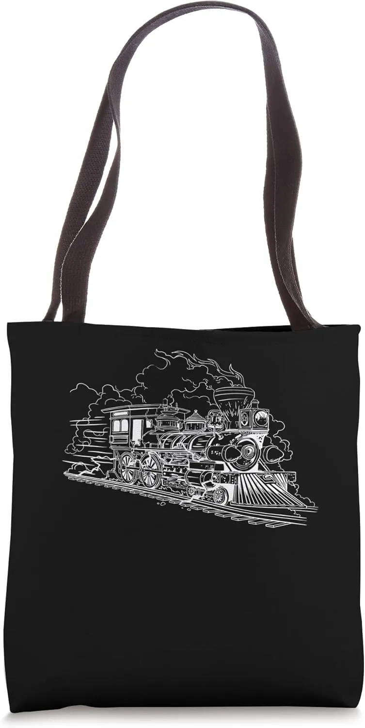 Railroad Steam Train Locomotive Modern Train Engineering Tote Bag