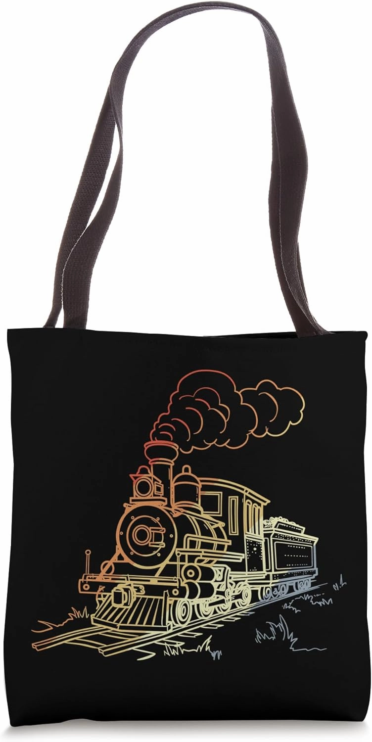 Railroad Line Art Retro Look Railway Fan Tote Bag