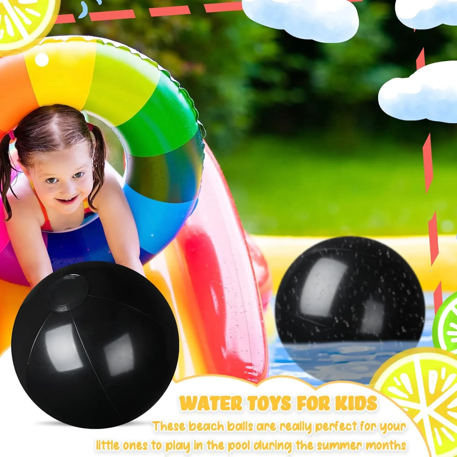 Raiten 12 Pcs Beach Ball Inflatable Beach Balls Large Inflatable Ball Floating Ball for Swimming Pool Party Favors Outdoor Activities Summer Birthday Party Supplies (Black,20 Inch)