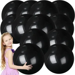 Raiten 12 Pcs Beach Ball Inflatable Beach Balls Large Inflatable Ball Floating Ball for Swimming Pool Party Favors Outdoor Activities Summer Birthday Party Supplies (Black,20 Inch)