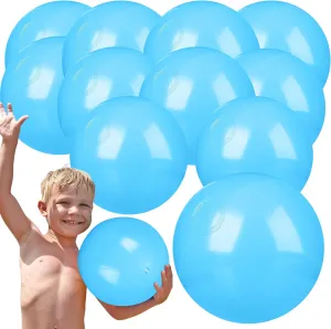 Raiten 12 Pcs Beach Ball Inflatable Beach Balls Large Inflatable Ball Floating Ball for Swimming Pool Party Favors Outdoor Activities Summer Birthday Party Supplies (Light Blue,12 Inch)