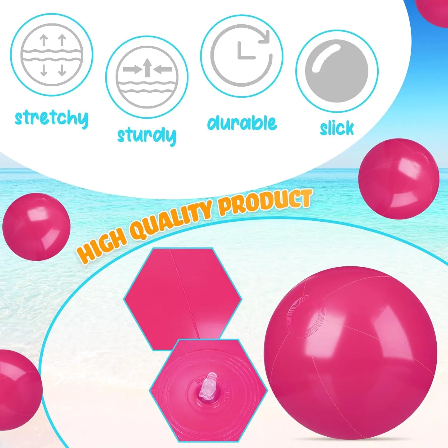 Raiten 12 Pcs Beach Ball Inflatable Beach Balls Large Inflatable Ball Floating Ball for Swimming Pool Party Favors Outdoor Activities Summer Birthday Party Supplies (Pink,12 Inch)