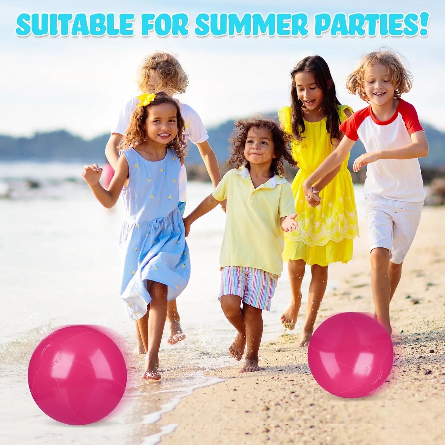 Raiten 12 Pcs Beach Ball Inflatable Beach Balls Large Inflatable Ball Floating Ball for Swimming Pool Party Favors Outdoor Activities Summer Birthday Party Supplies (Pink,12 Inch)