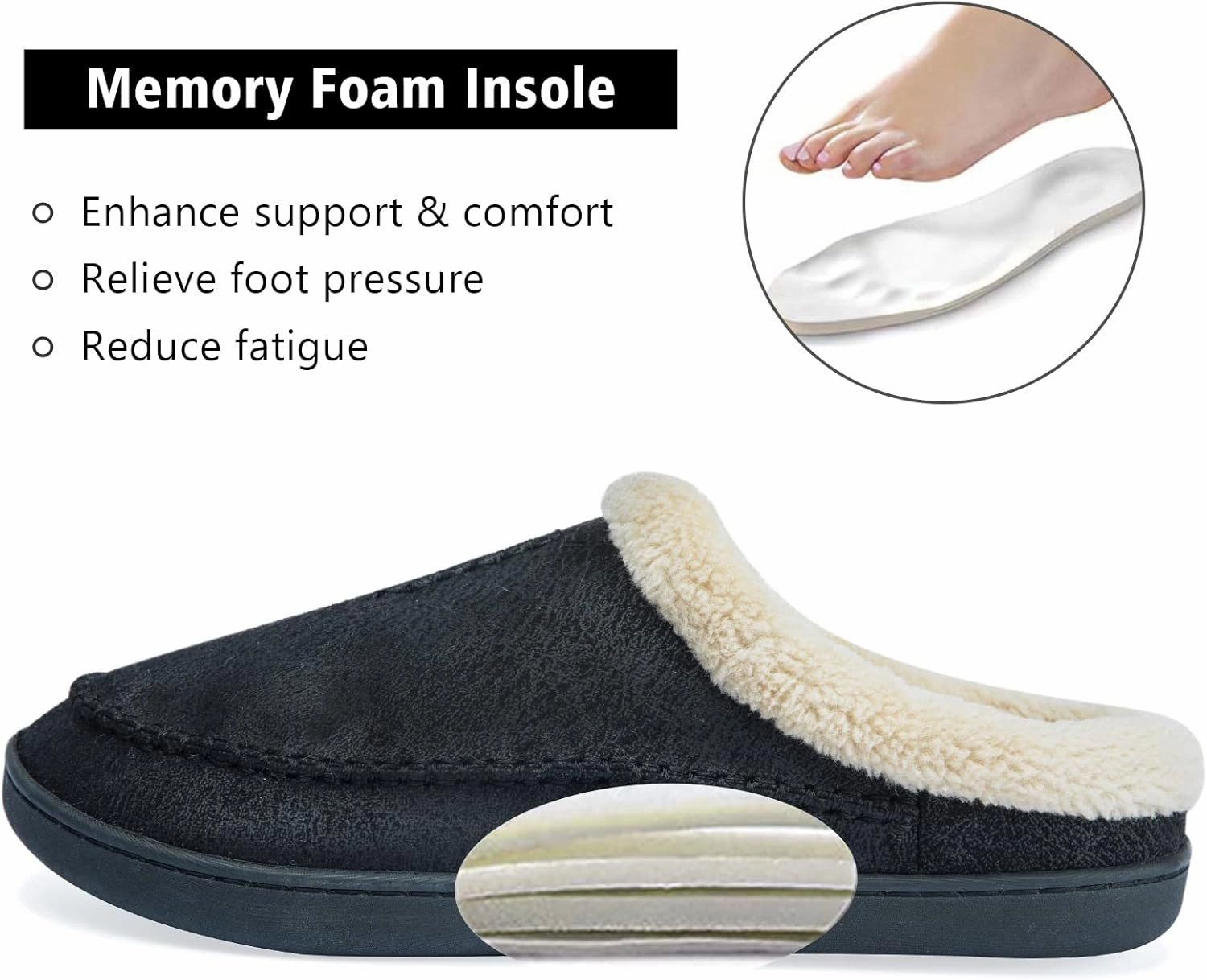 Ranberone Men's Slippers Microsuede Upper Moccasin House Shoes with Fuzzy Plush Lining Indoor and Outdoor