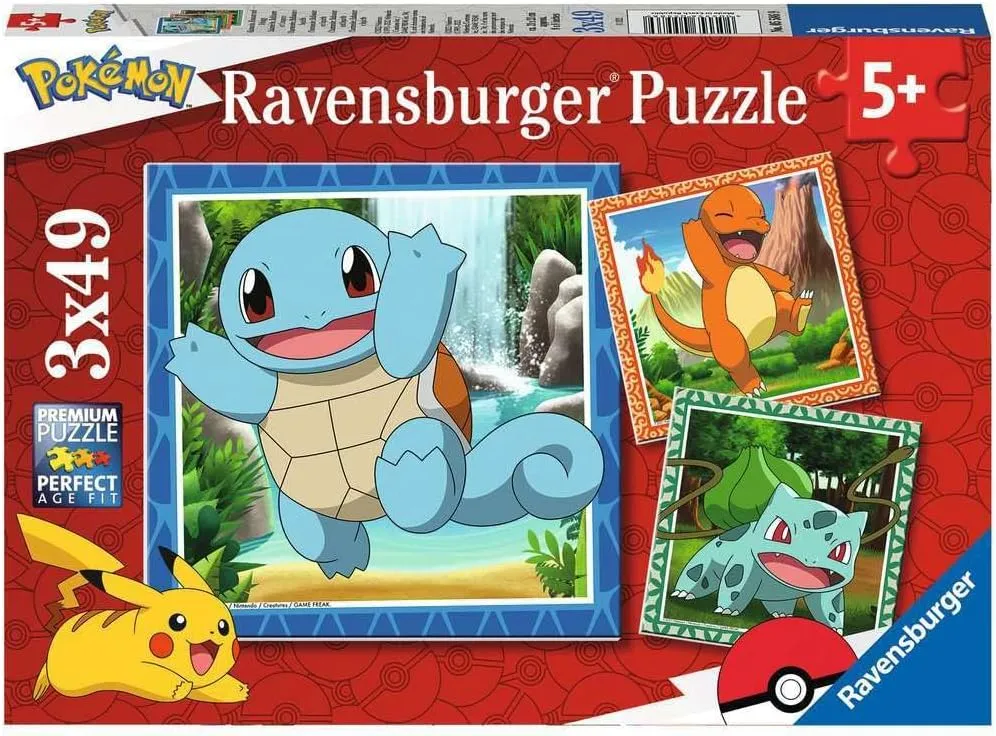 Ravensburger Classic Pokemon Jigsaw Puzzles for Kids Age 5 Years Up - 3X 49 Pieces