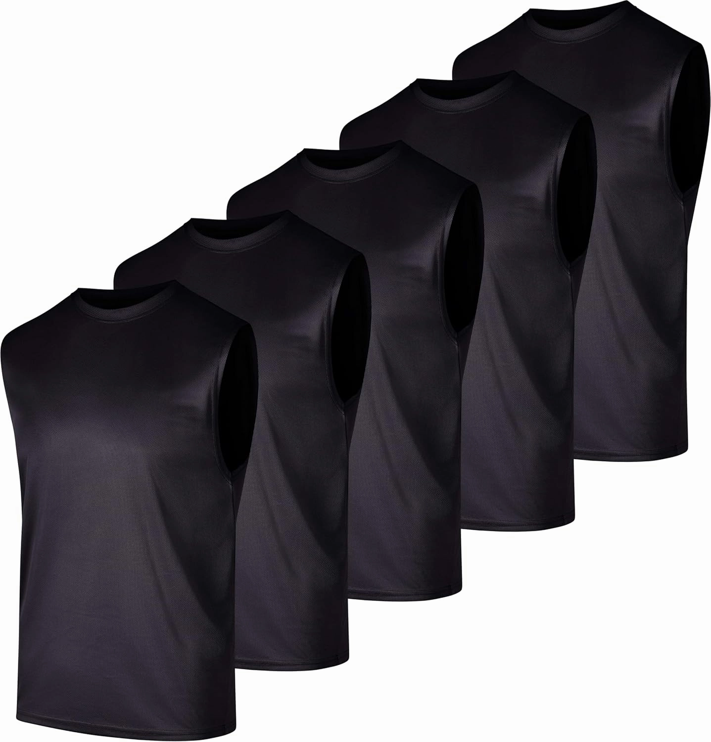 Real Essentials 5 Pack: Men's Mesh Active Athletic Tech Tank Top - Workout & Training Activewear (Available in Big & Tall)