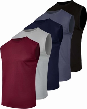 Real Essentials 5 Pack: Men's Mesh Active Athletic Tech Tank Top - Workout & Training Activewear (Available in Big & Tall)