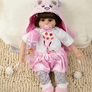 Realistic Reborn Baby Dolls Girl, 16" Real Vinyl Silicone Real Like Baby Dolls with Weighted Soft, Gift Set for Over 3 Year Old
