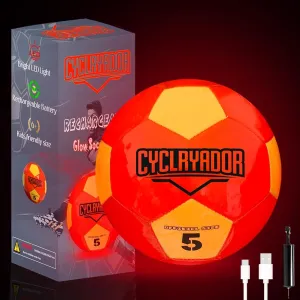 Rechargeable Glow in The Dark Soccer Ball,Size 5 Light up Soccerball,Ideal Soccer Gifts with Pump & Charging Cable Included.