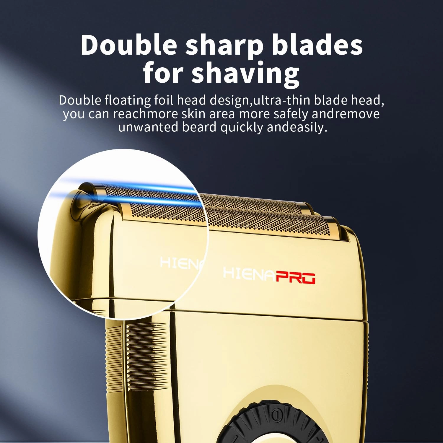 Reciprocating Foil Shaver for Men, Professional Bald Precision Trimmer and Beard Trimmer, Electric Foil Shaver with USB Charging, Grooming Tools, Gifts for Men(Gold)