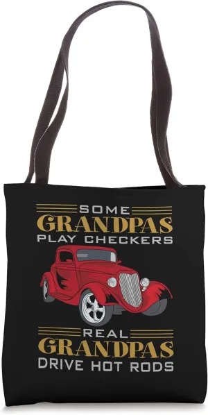 red hot rod drag-racing hot rod grandpa and dad horsepower Tote Bag