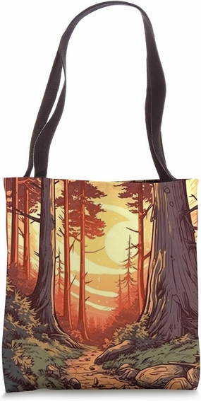 Redwood Forest Pathway Vintage Landscape Graphic Tote Bag