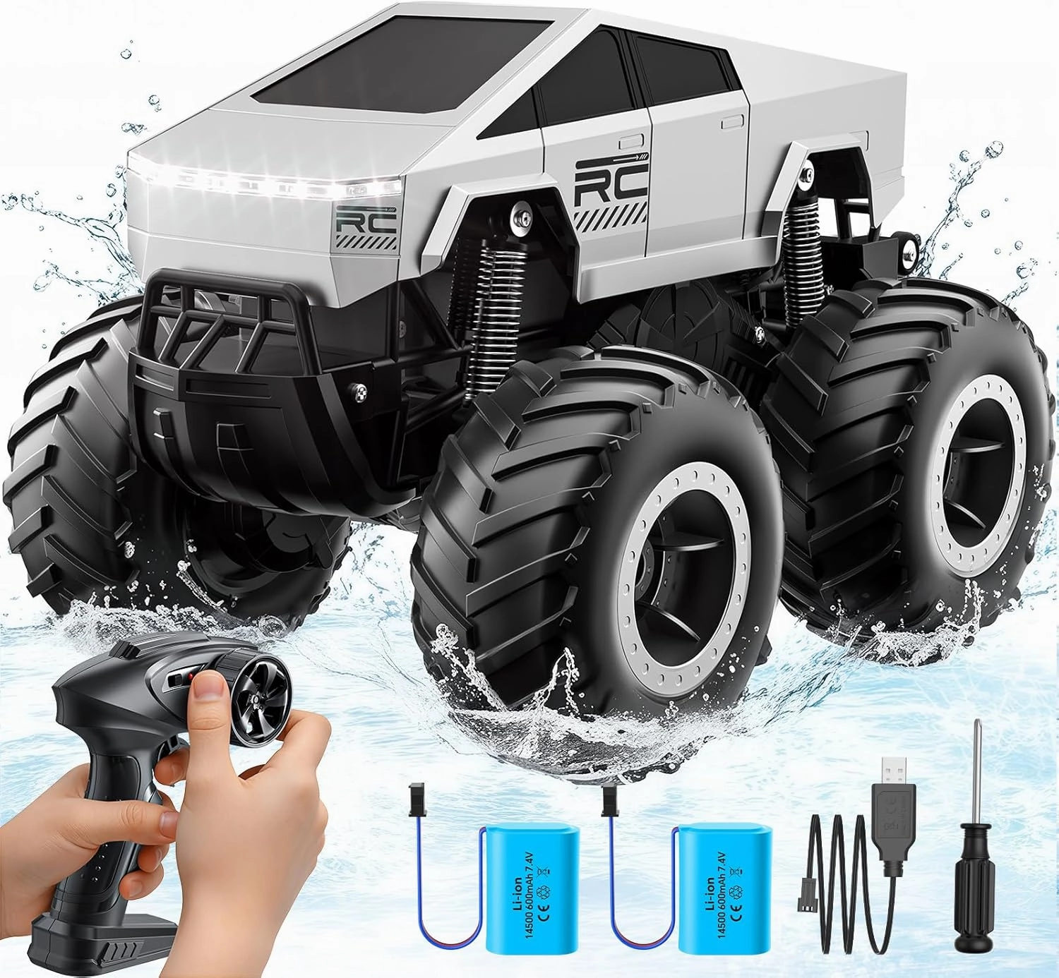 Remote Control Car Off-Road Pick-up Truck, 4WD Waterproof RC Trucks Toy RC Cars for All Terrain, 1:16 Scale Hobby Monster Truck Toys 2.4GHz Vehicles Kids Gifts for Boys/Girls Age 6 7 8 9 10-12 
