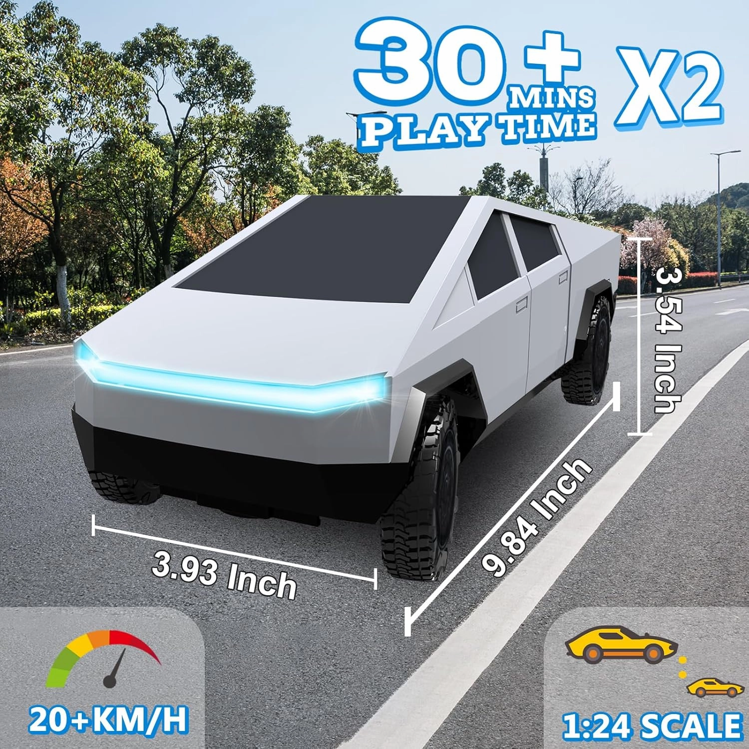 Remote Control Car Truck, 2.4GHz All Terrain High Speed RC Car for Boys Aged 3-8, 8-12, 1:24 Diecast Metal Toy Trucks with Lights, Electric Vehicle Toys for Kids, Gifts for Kids