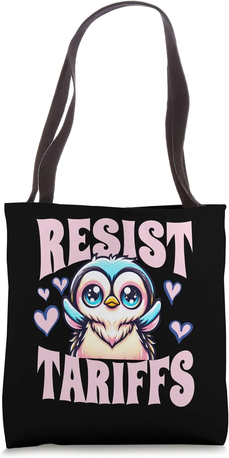 Resist Penguins Protest Against Tariffs - Cool Penguin Cute Tote Bag