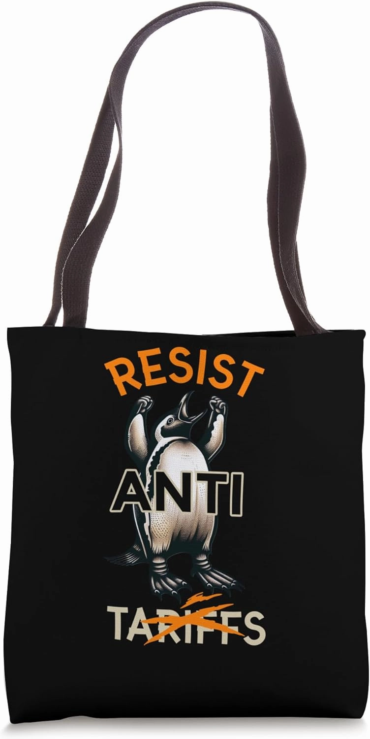 Resist Penguins Protest Against Tariffs - Cute Penguin 8647 Tote Bag