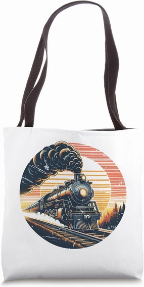 Retro Vintage Steam Train Railroad Enthusiastic Tote Bag