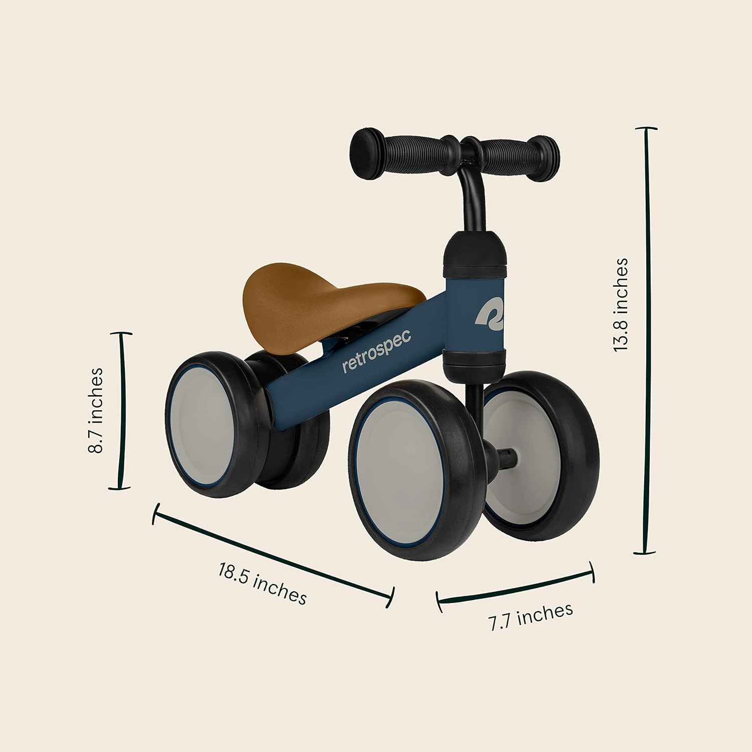 Retrospec Cricket Baby Walker 4-Wheel Balance Bike for Ages 12-24 Months Toddlers | First Birthday Gift - Toddler Bicycle Toy for 1 Year Old’s - Ride On Toys for Boys & Girls