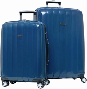 RICARDO BEVERLY HILLS LIGHTWEIGHT POLYCARBONATE EXPANDABLE SPINNER 2PC SET BLUE LUGGAGE