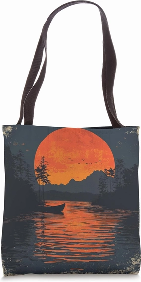 River Delta Vintage Landscape Graphic Tote Bag