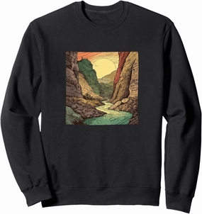 River Through A Canyon Vintage Landscape Graphic Sweatshirt