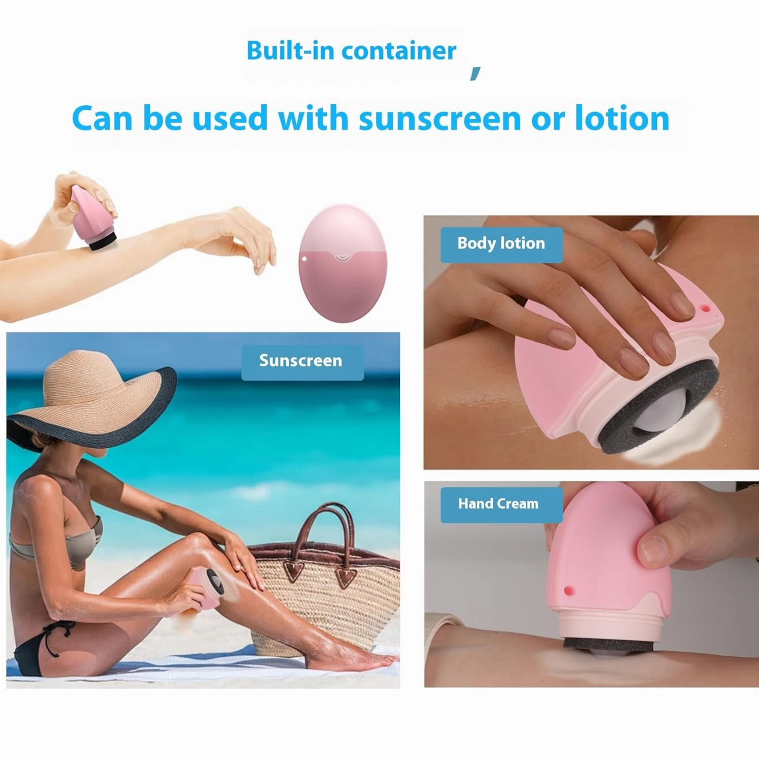 Roll-On Sunscreen Applicator – A mess-free way to apply sunscreen. Compact, portable, and great for kids & adults. Includes protective caps(Purple)