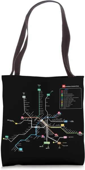 Rome Italy Metro Train Suburban Railway – Souvenir Route Map Tote Bag