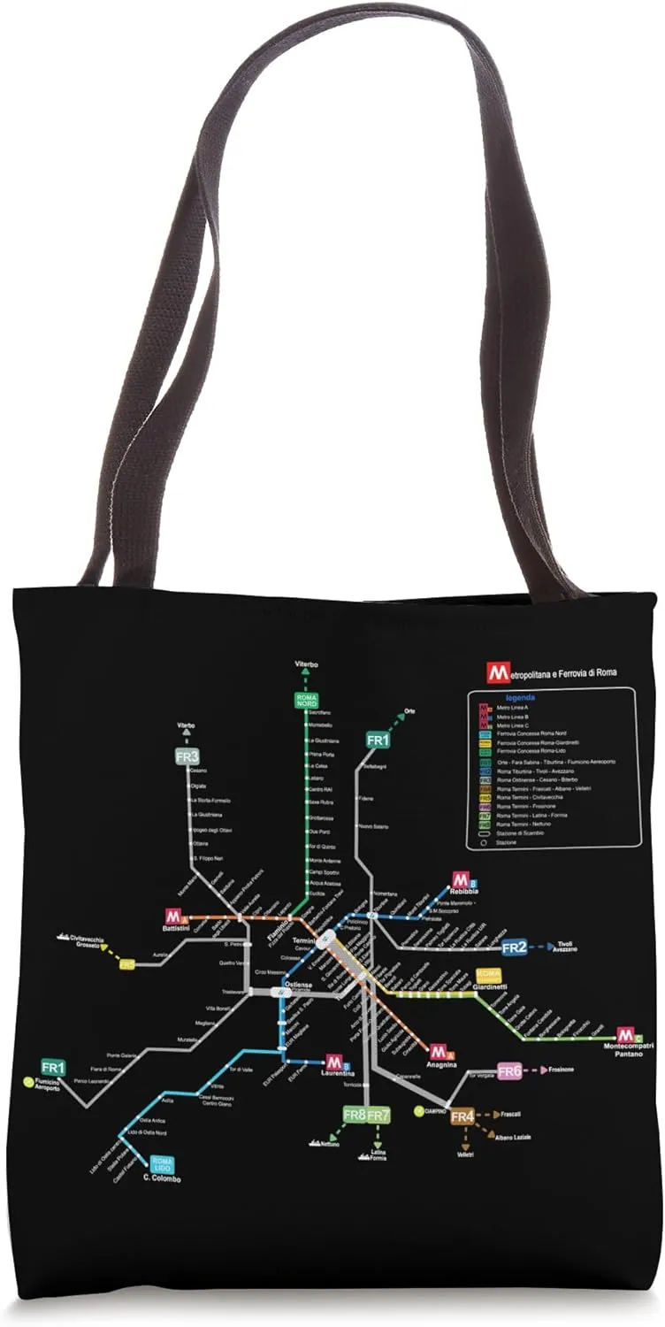 Rome Italy Metro Train Suburban Railway – Souvenir Route Map Tote Bag