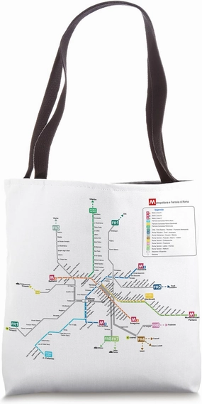 Rome Italy Metro Train Suburban Railway – Souvenir Route Map Tote Bag