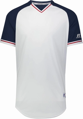 Russell Athletic Classic V-Neck Jersey White/Navy/True Red S