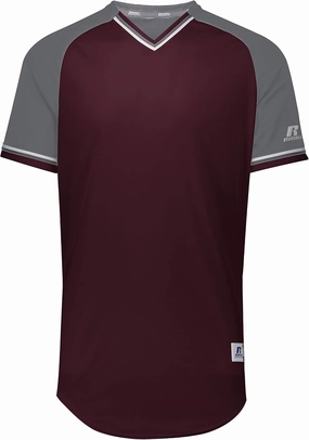 Russell Athletic Men's Classic V-Neck Baseball Jersey: Vintage Appeal, with Dri-Power Moisture-Wicking