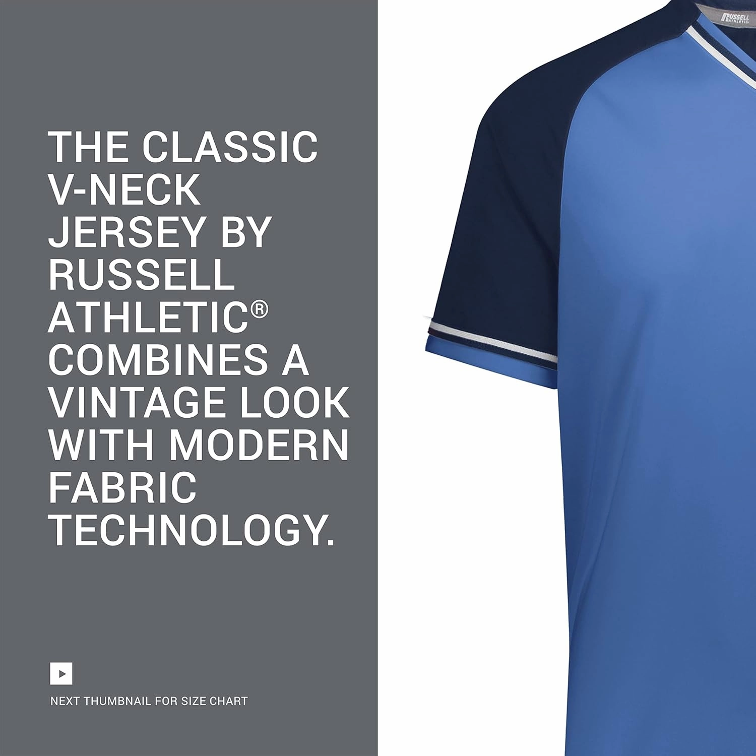 Russell Athletic Men's Classic V-Neck Baseball Jersey: Vintage Appeal, with Dri-Power Moisture-Wicking