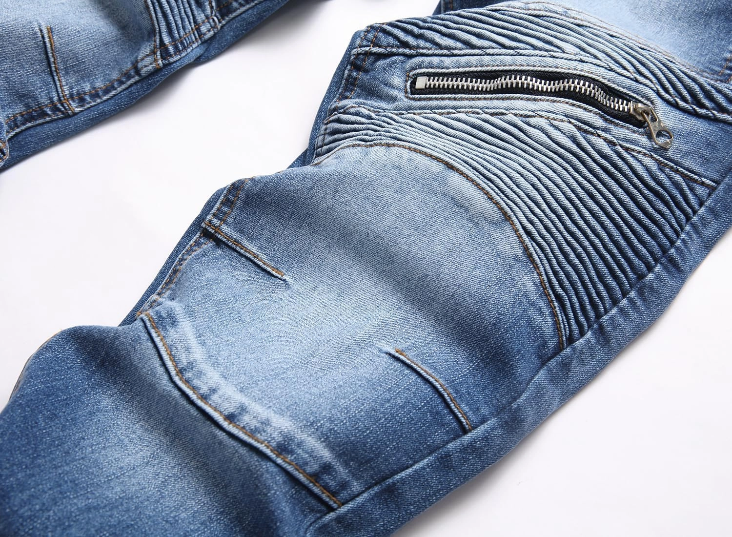 RXXKKK Men's Classic Zipper Biker Regular Fit Flex Jean