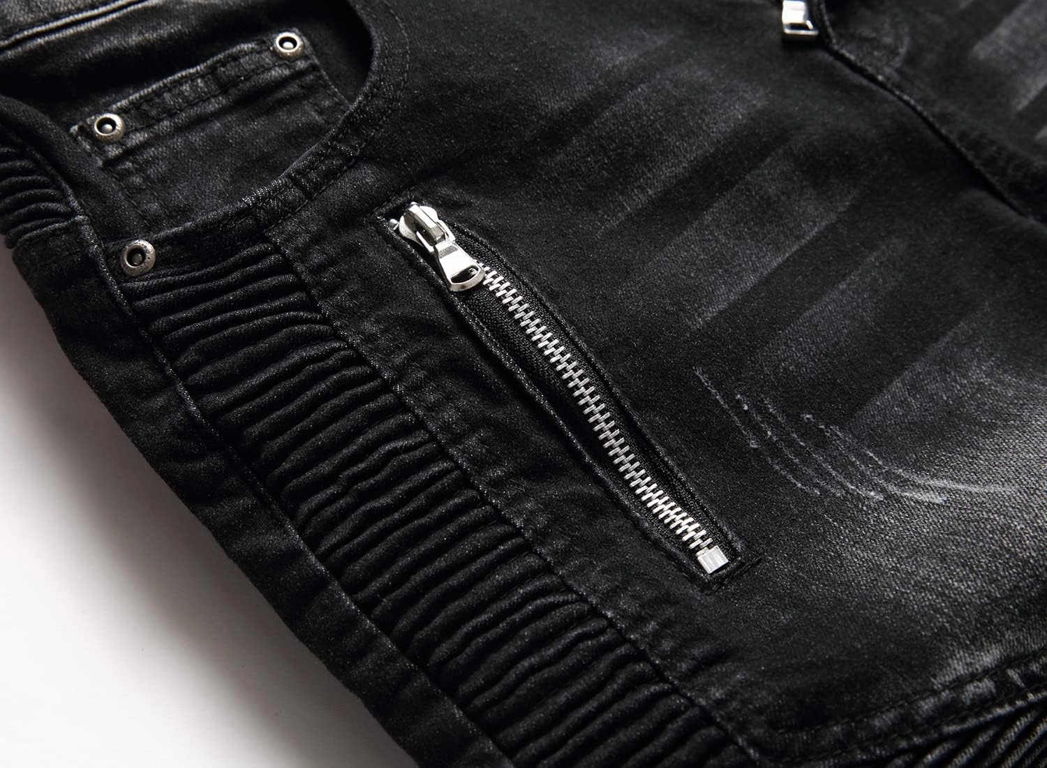 RXXKKK Men's Classic Zipper Biker Regular Fit Flex Jean