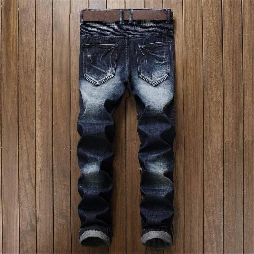 RXXKKK Men's Classic Zipper Biker Regular Fit Flex Jean