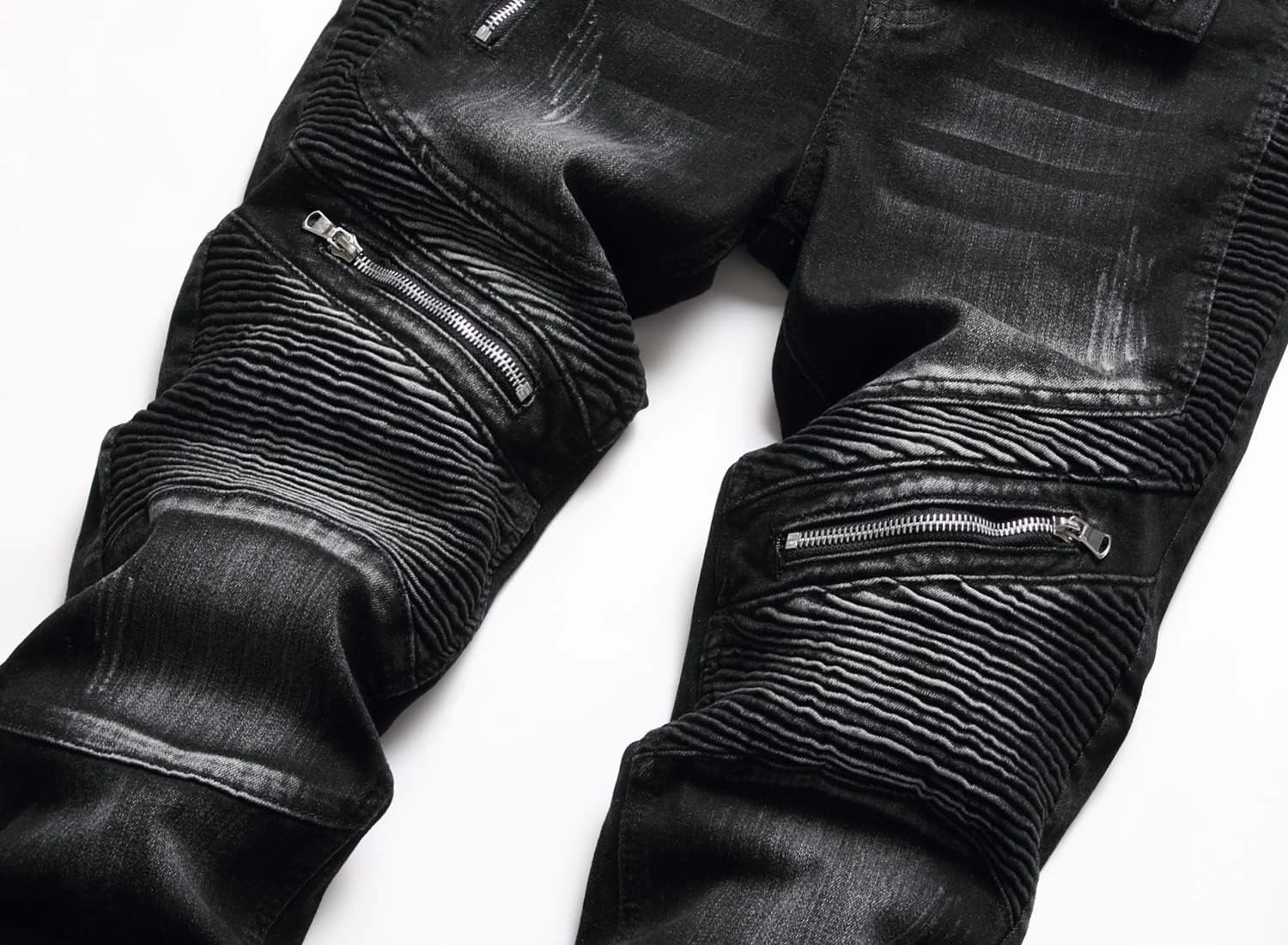 RXXKKK Men's Classic Zipper Biker Regular Fit Flex Jean