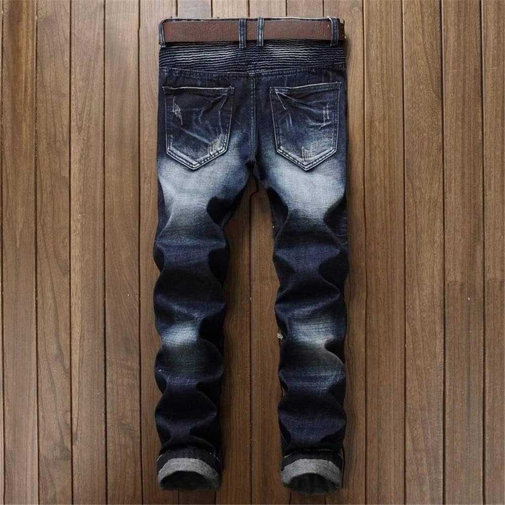 RXXKKK Men's Classic Zipper Biker Regular Fit Flex Jean