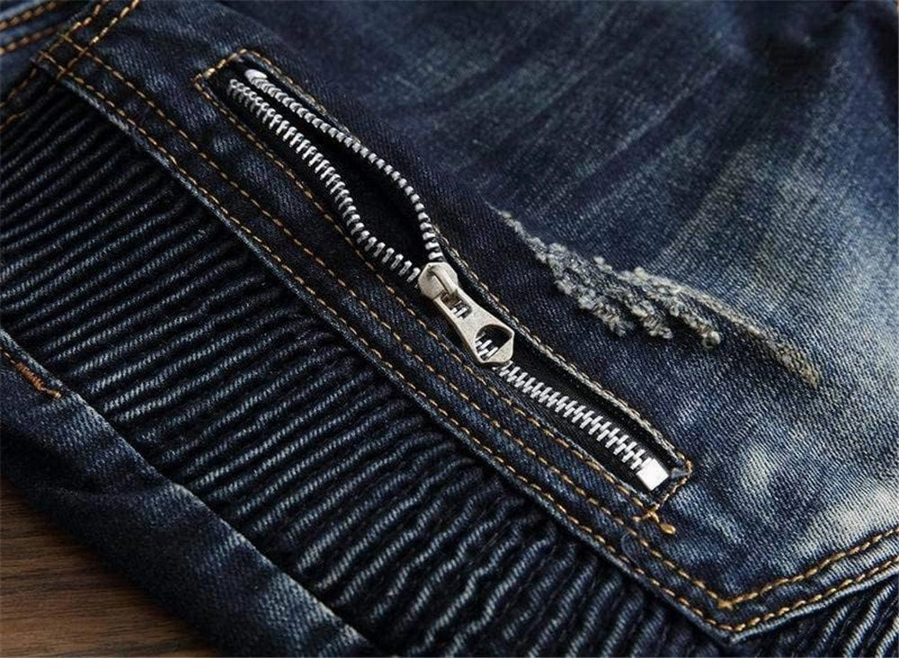 RXXKKK Men's Classic Zipper Biker Regular Fit Flex Jean