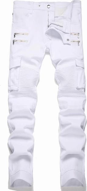 RXXKKK Men's Classic Zipper Biker Regular Fit Flex Jean